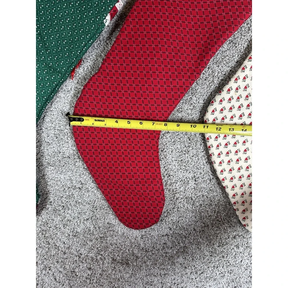 Vintage Handmade Quilted Christmas Stockings Lot of 4 Bells Lace Hearts‎